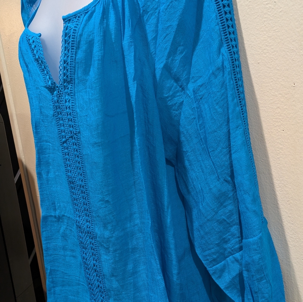 I.N. Studio Teal Textured Blouse Size Xl - Picture 4 of 8